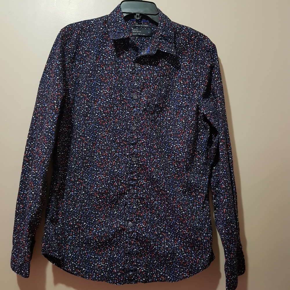 Denim & Flower Button Down Shirt Size:S